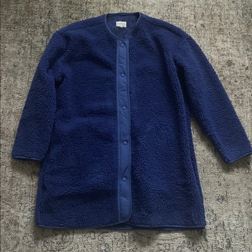 Vera Bradley Blue Teddy Fleece Jacket Longline XL